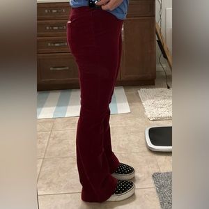 Burgundy soft corduroy stretch with flare